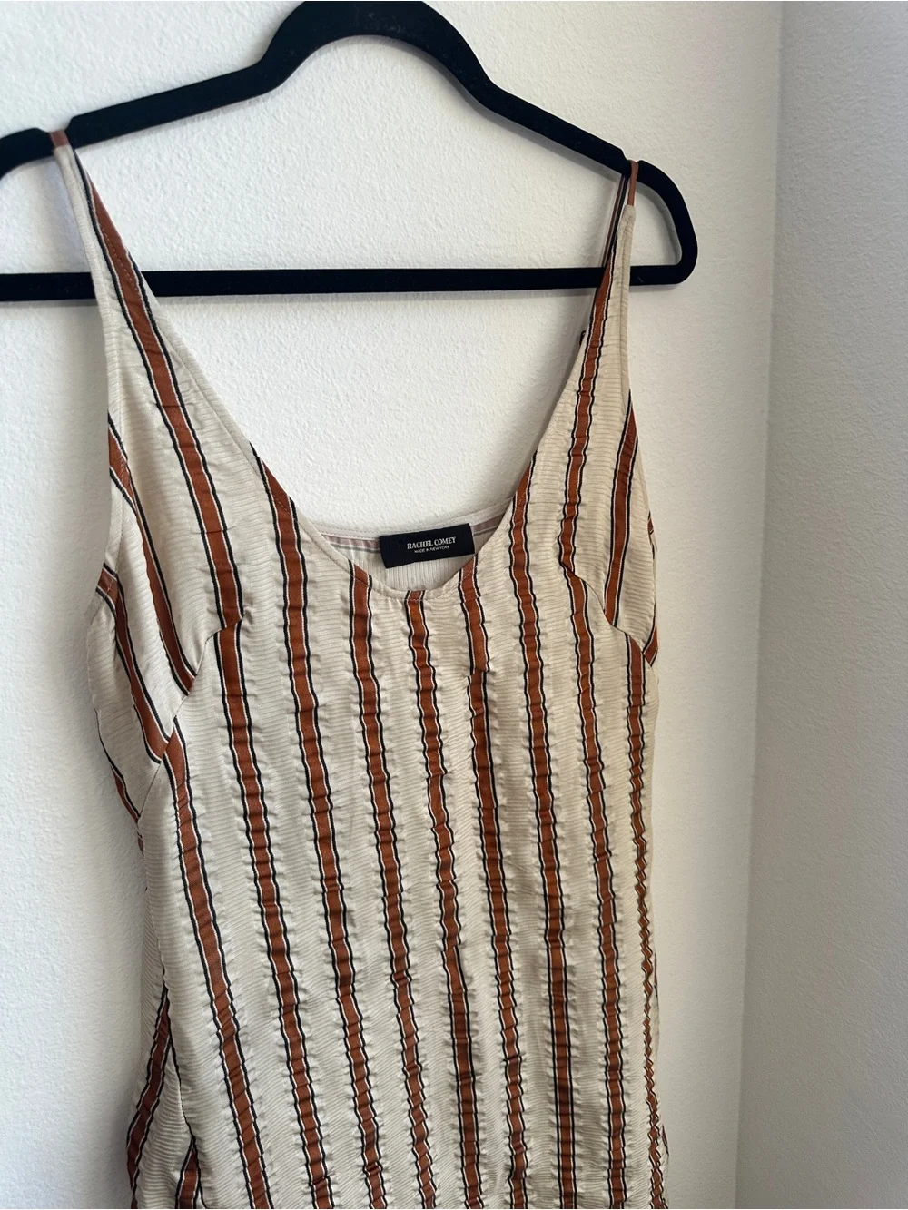 RACHEL COMEY Cream and Brown Striped Caliper Slip Dress - Picture 8 of 13